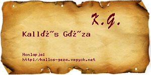 Kallós Géza névjegykártya
